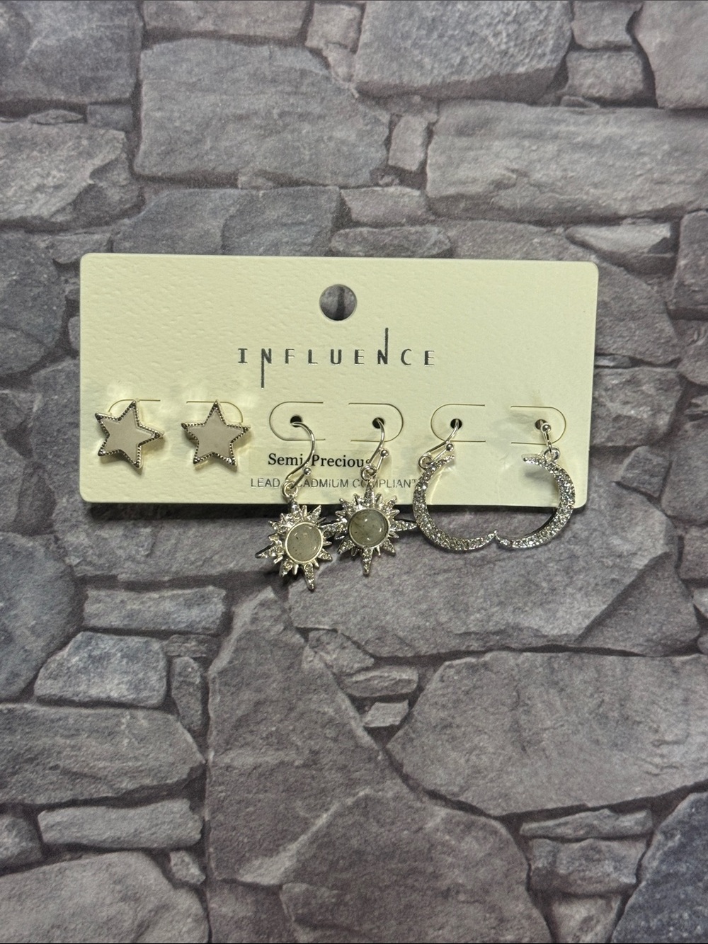 Influence Silver Star, Sun and Crescent Hoop Earring Set